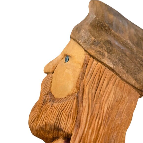 Carved Sculpture Of Two Faces  Viking  Native American Signed Art Handmade - Picture 6 of 16